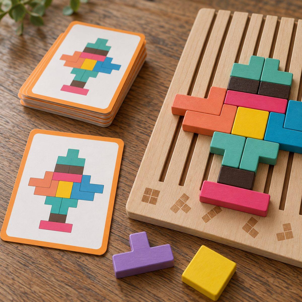 Child building a Brain Blocks pattern